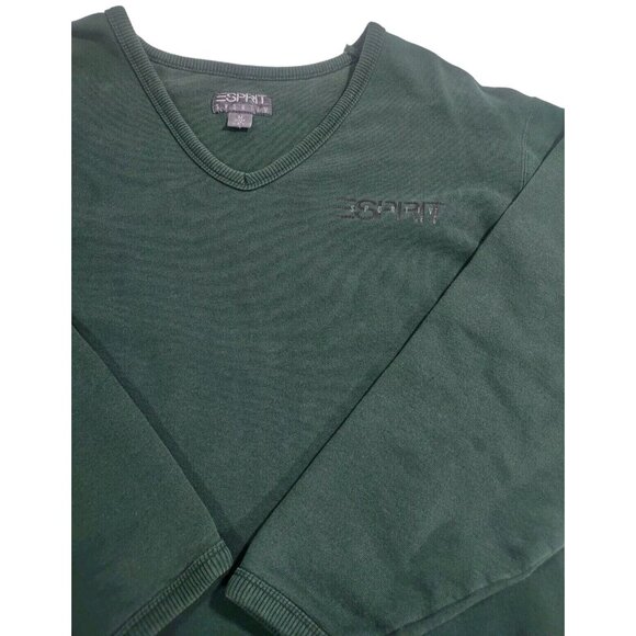Vintage 90s Esprit Sportiv Spellout Usa Made V Neck Preppy Green Sweatsh… - Picture 5 of 6
